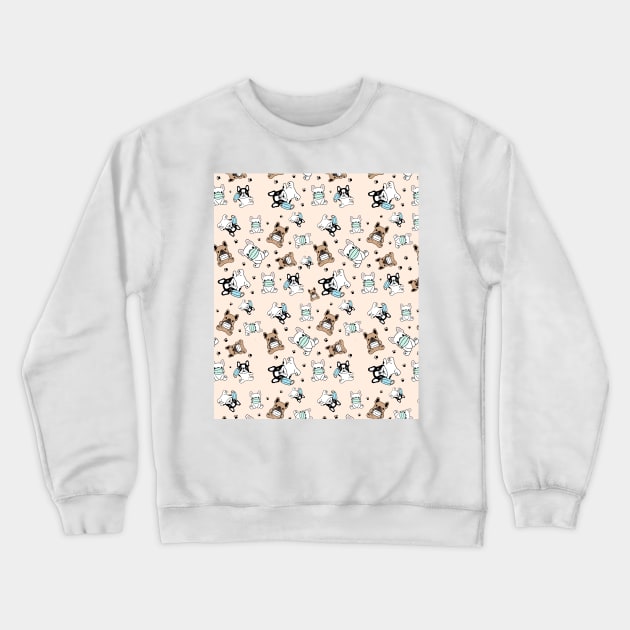 Dog seamless pattern bulldog face mask Crewneck Sweatshirt by Hoahip